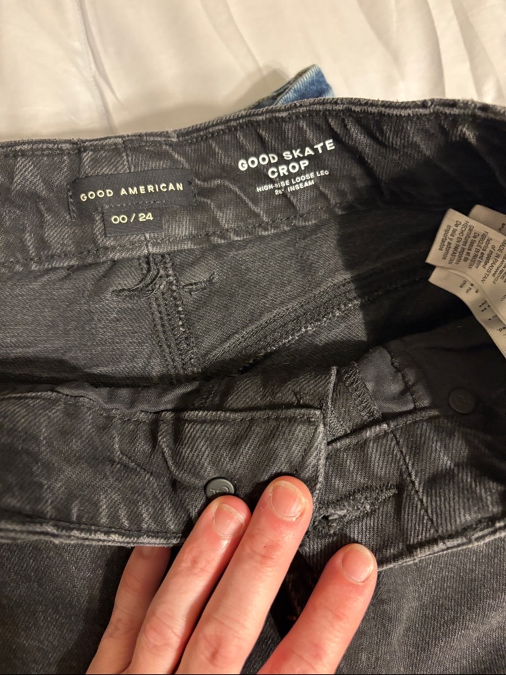 Good American Black Good Skate Crop High-Rise Jeans